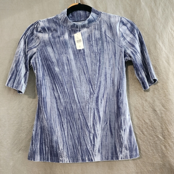 Anthropologie Pilcro Velveteen Mock-Neck Top NWT new size xS slate color - Picture 2 of 8